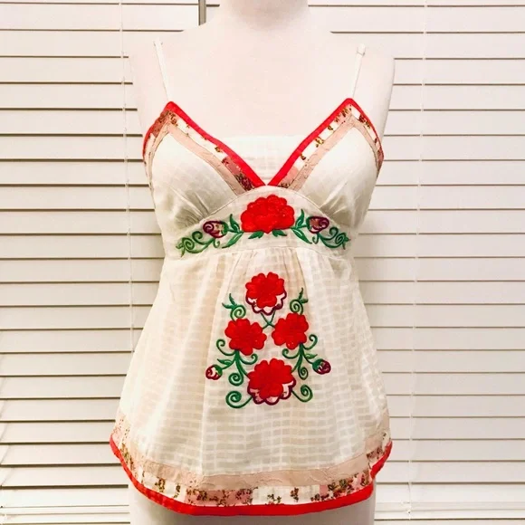 Pura Vida Embroidered Camisole Cotton Top Size Small - Picture 13 of 16